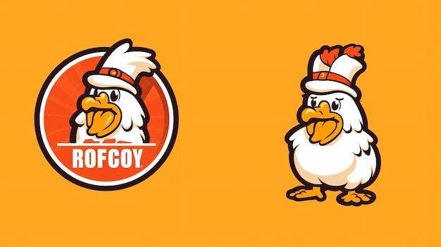Logo marki kreskówki Wektor Kurczak i smażone kurczak