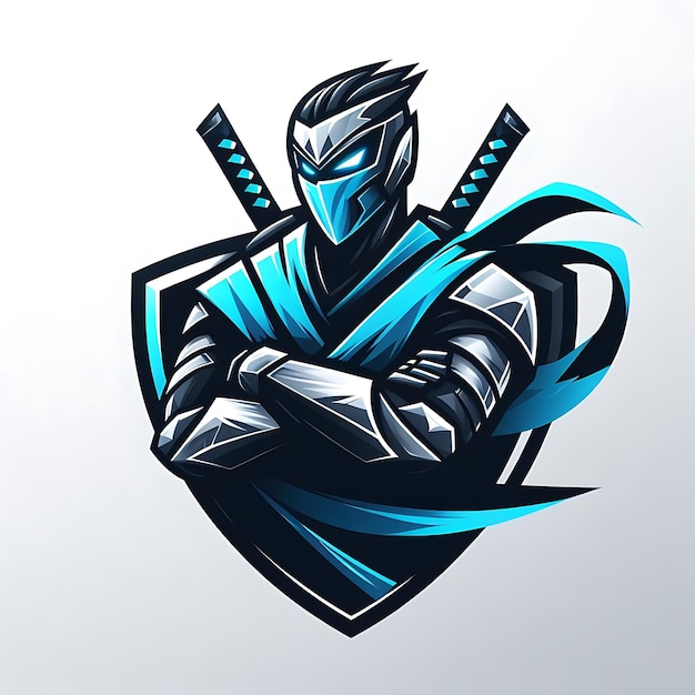 Zdjęcie logo maskotki ninja kreatywny koncept projektowania emblemu ninja