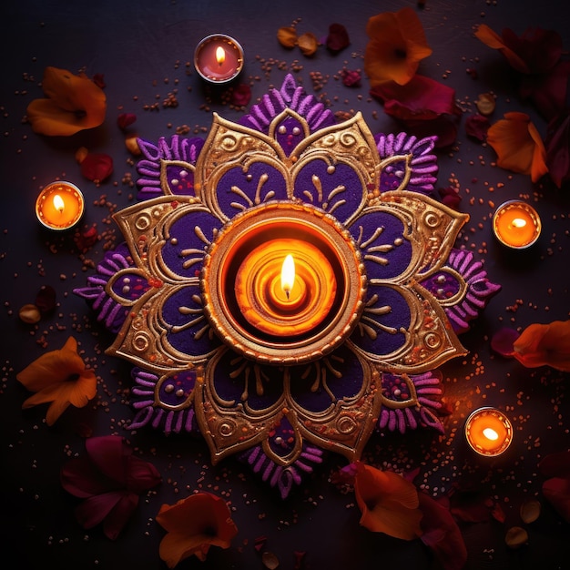 Logo naklejki Diwali Diya 3D