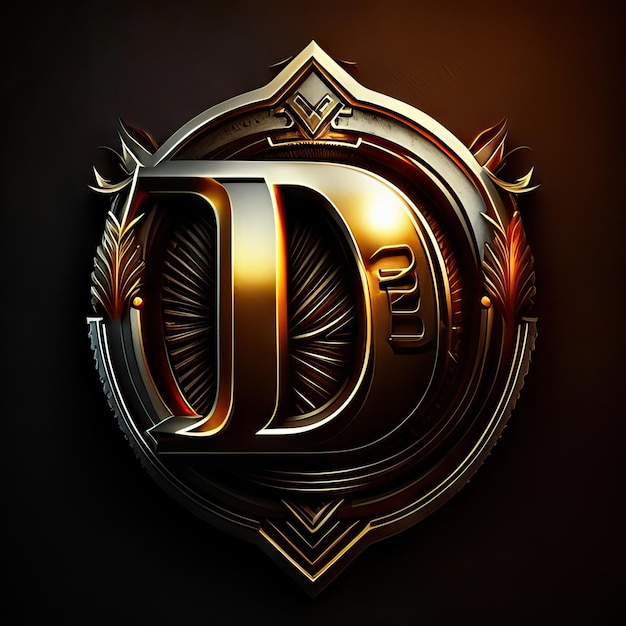 Zdjęcie logo premium d z złotymi akcentami generatywna sztuczna inteligencja