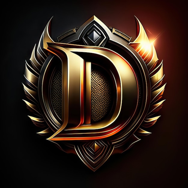 Logo Premium D ze złotymi akcentami Generacyjna AI