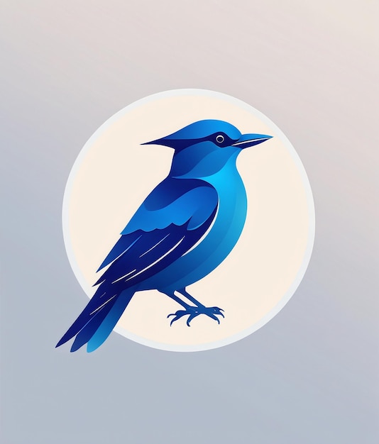logo ptaka symbol ptaka niebieski ptak siedzący na gałęzi z księżycem na tle