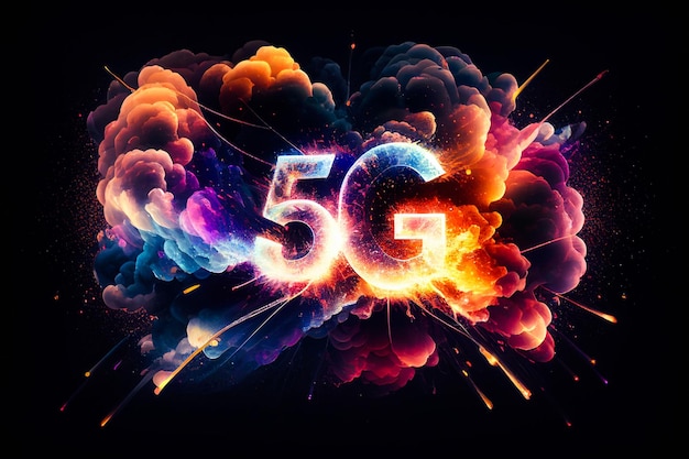 Zdjęcie logo sieci internetowej 5g. ikona sieci komórkowej 5 g lub szybkiego połączenia bezprzewodowego. ilustracja