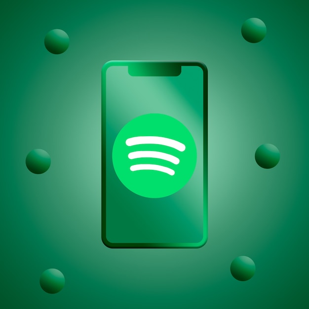 Logo Spotify na ekranie telefonu renderowania 3d