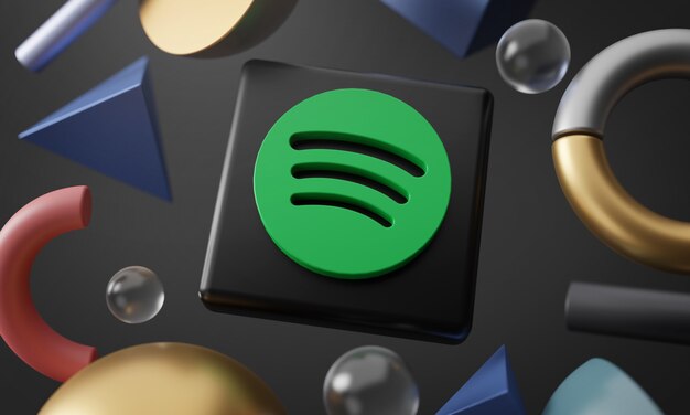 Logo Spotify wokół abstrakcyjnego kształtu renderowania 3D