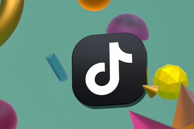 Logo Tiktok na tle abstrakcyjnej geometrii