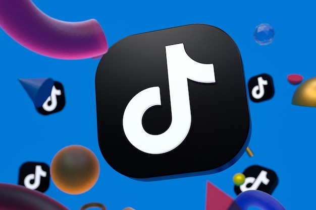 Zdjęcie logo tiktok na tle abstrakcyjnej geometrii