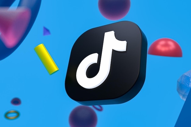 Logo Tiktok na tle abstrakcyjnej geometrii