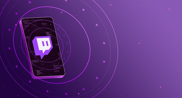 Logo Twitch Na Telefonie Z Technologicznym Wyświetlaczem, Inteligentny Render 3d