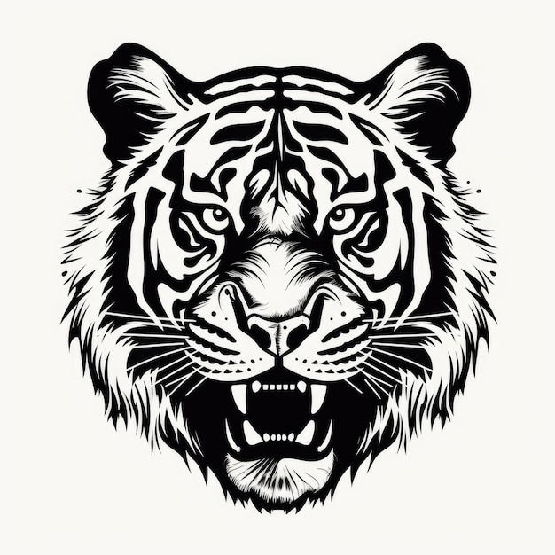 Zdjęcie logo tygrysa czarno-białe wygenerowane przez sztuczną inteligencję