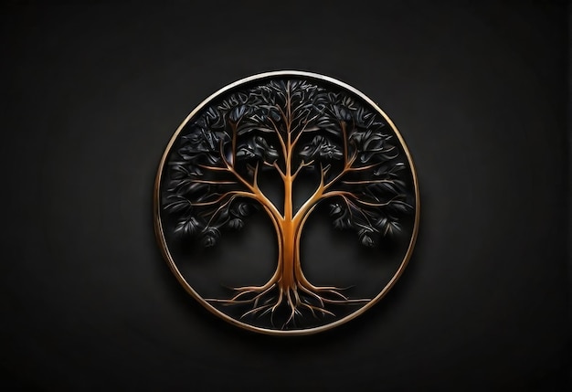 Logo w postaci drzewa wewnątrz kręgu Temat ekologiczny