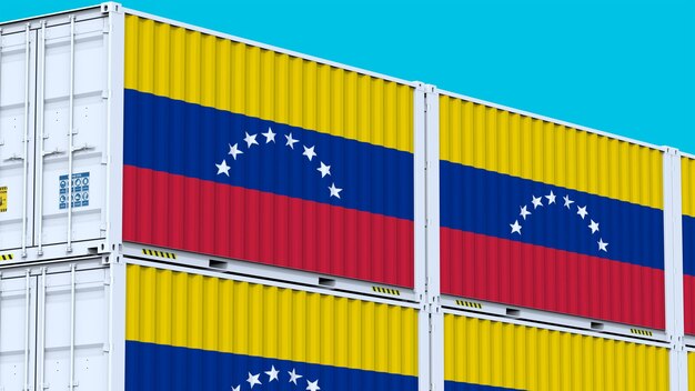 Logo Wenezueli Wskazujące drogę Emblem Logo i flaga w świecie handlu międzynarodowego