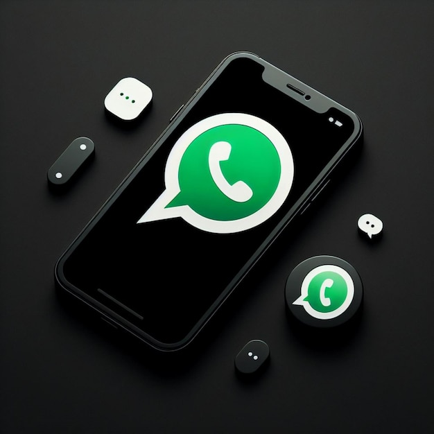 Logo WhatsApp i dramat, wpływowy opowiadanie historii projektowania na czarnym płótnie