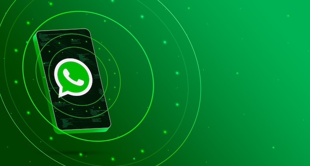 Logo Whatsapp na telefonie z wyświetlaczem technologicznym, inteligentny render 3d