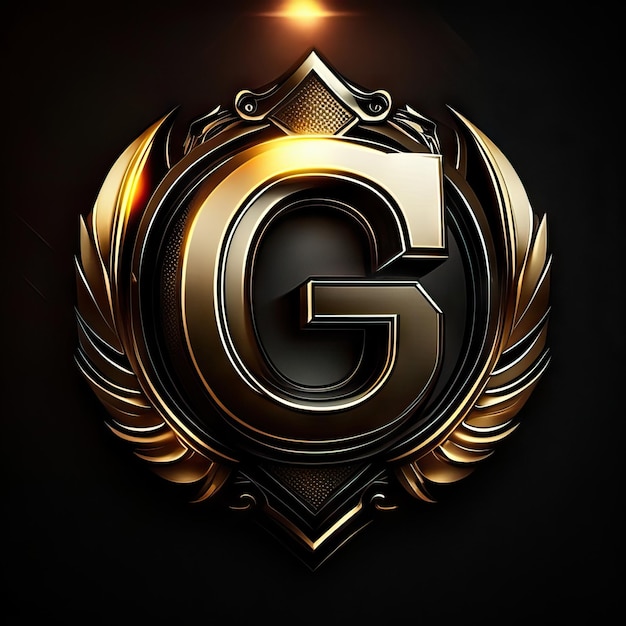 Zdjęcie logo z literą g w złotych szczegółach