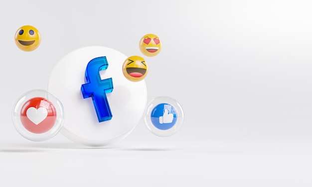 Logo Ze Szkła Akrylowego Facebook I Ikony Mediów Społecznościowych Copy Space 3d
