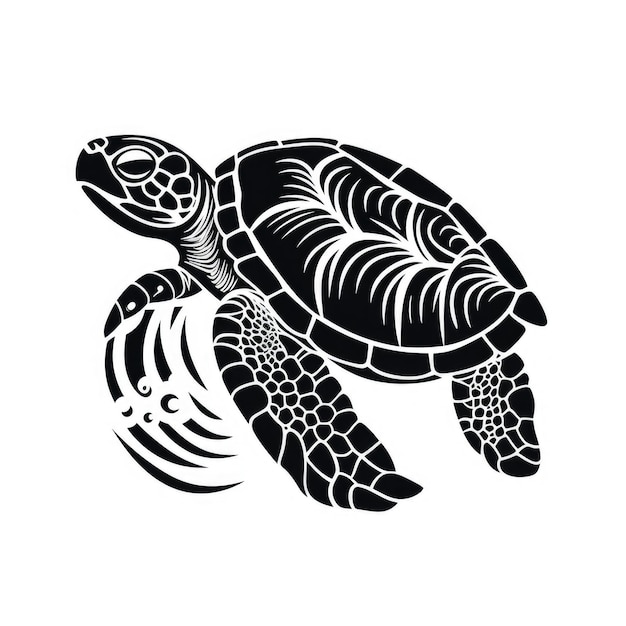 Logo żółwia czarno-białe wygenerowane przez AI