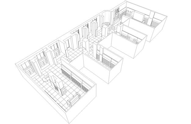 lokal handlowy wizualizacja wnętrza sklepu ilustracja 3D