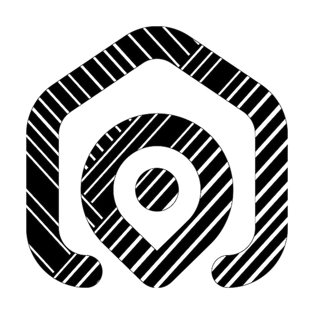 Zdjęcie lokalizacja główna alt ikona czarno-białe linie przekątne