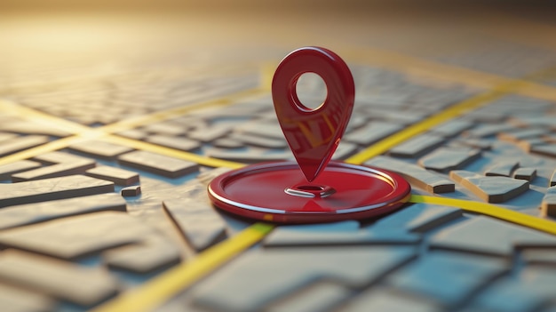 Zdjęcie lokalizacja podróży przedstawiona w 3d z lokalizatorem mapy i elementami nawigacyjnymi
