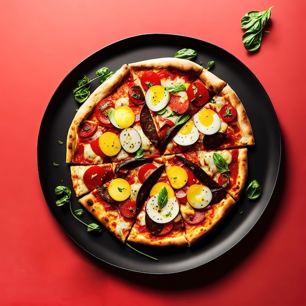 Lokalna pyszna realistyczna pizza na generatywnej sztuce talerza autorstwa AI