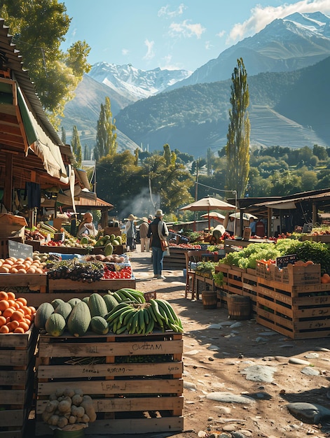 Zdjęcie lokalni rolnicy sprzedają produkty ekologiczne na targu w chile w market traditional and culture photo