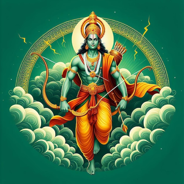 Lora ram hinduski bóg Ram Navami specjalne 3d tapety baner lub plakat styl ai generowany