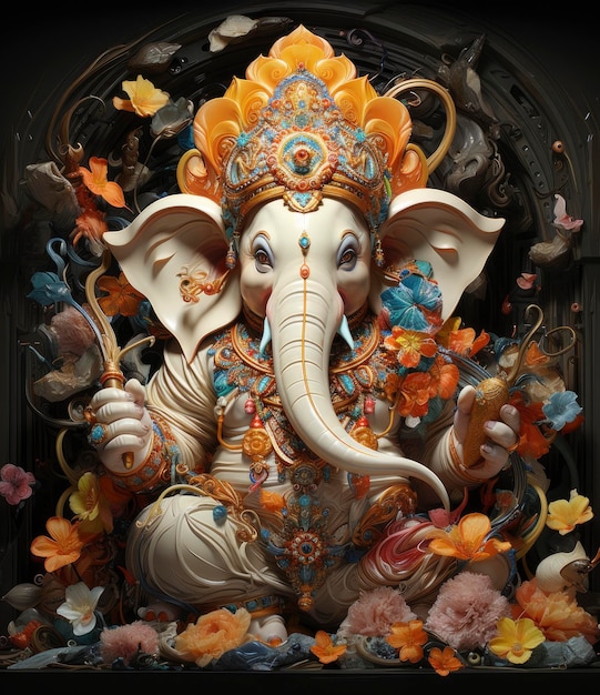 Lord Ganesh Puja Ganesh Chaturthi Jest używany do pocztówek druków tekstyliów tatuaż