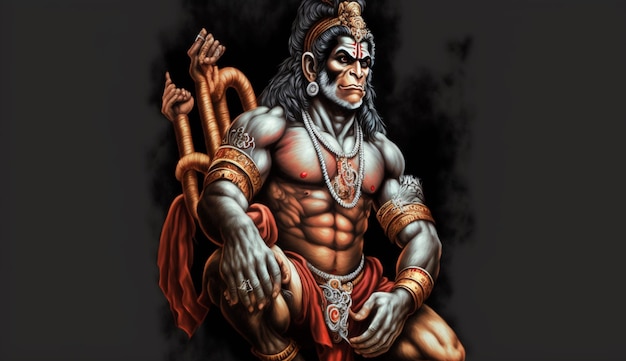 Lord Hanuman bajrangbali brass statue ilustracjaobraz sztuka generowana przez ai