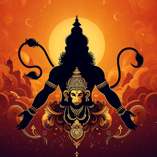 Lord Hanuman dla Hanuman Jayanti projektowanie ilustracji