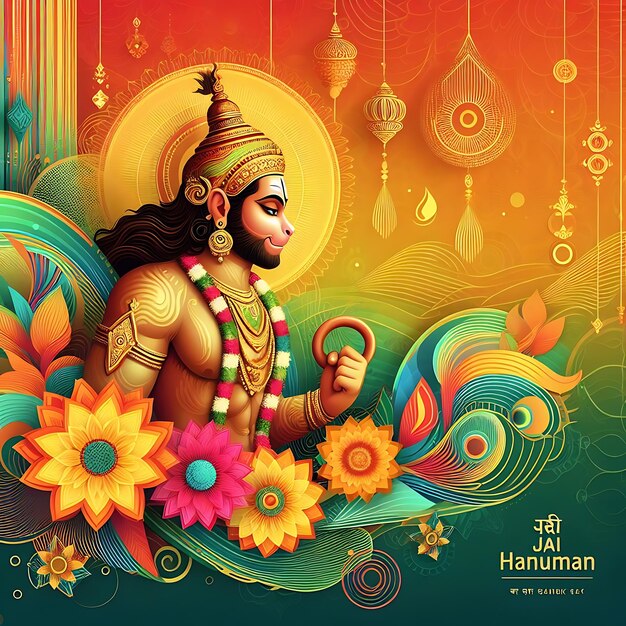 Lord Hanuman dla Hanuman Jayanti projektowanie ilustracji