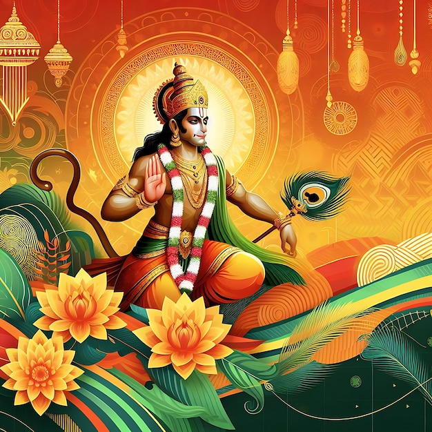 Lord Hanuman dla Hanuman Jayanti projektowanie ilustracji