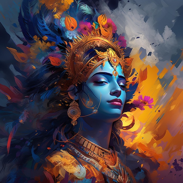 Lord Krishna Grafika Lord Krishna Malarstwo Lord Krishna Ai Obrazy Lord Krishna Ilustrator wektorowy