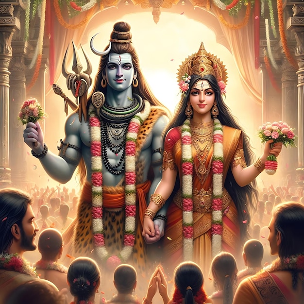 Lord Shiv Parvati ilustracja