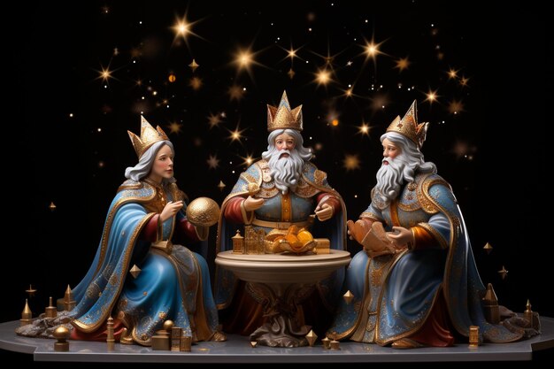 Zdjęcie los tres reyes magos de oriente sobre la estrella de navidad