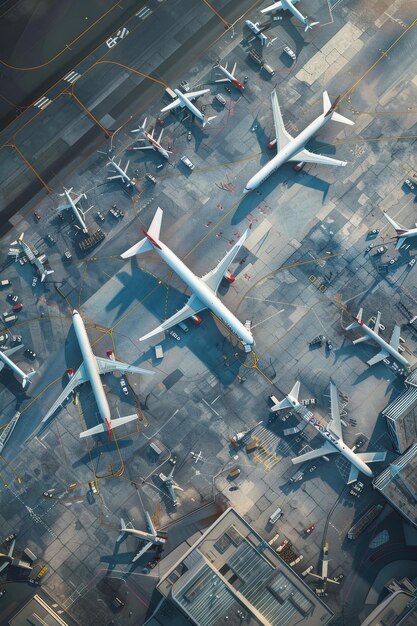lotniska samoloty widok z oczu ptaków Generatywna sztuczna inteligencja