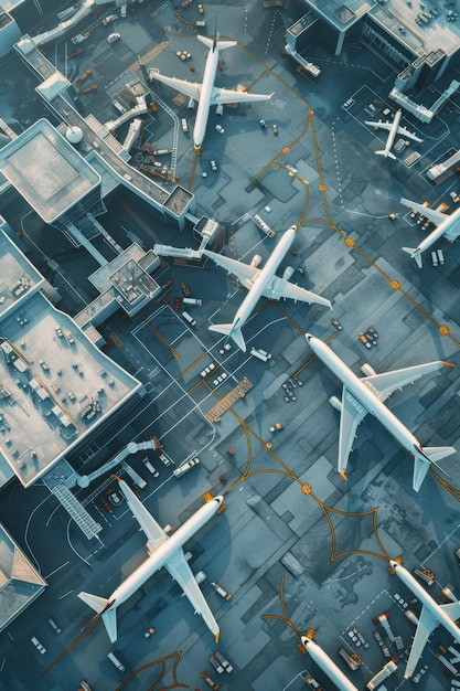 lotniska samoloty widok z oczu ptaków Generatywna sztuczna inteligencja