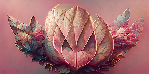 Lotus różowy światło natura Fantasy ilustracja 3D. Tło kwiat lotosu