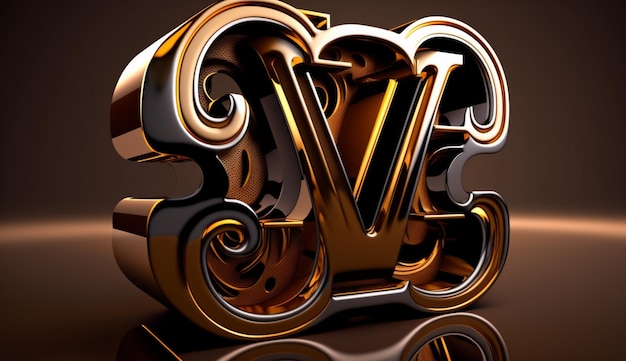 Louis vuitton golden logo design symbol ilustracjaobraz sztuka wygenerowana przez ai