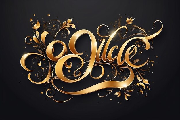 Love Calligraphic Gold Style Tekst Ilustracja wektorowa plakatów Projekt