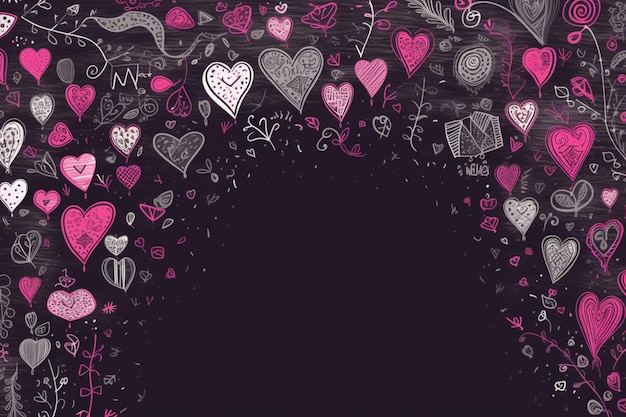 Love Doodles Blackboard Banner Zabawne wyrażenia w kolorze magenta