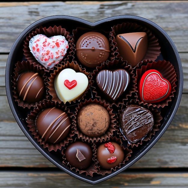 Love heart pudełko z czekoladami wygenerowane przez AI
