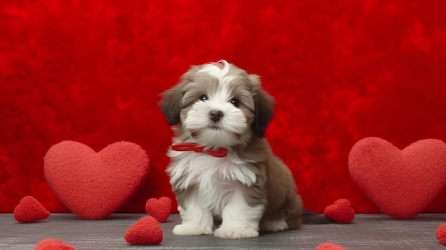 Lover Valentine Hawańczyk szczeniak z czerwonym sercem