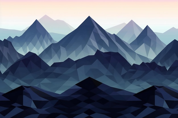 Low poly góry krajobraz ilustracja tło Szczyty górskie w stylu low poly