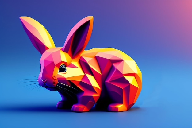 Low poly królik w pastelowych kolorach