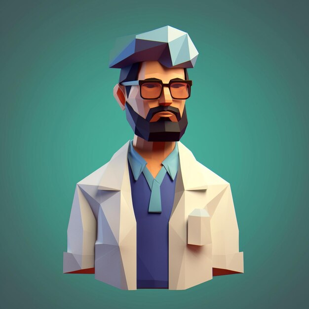 Zdjęcie low poly zawód ludzki charakter 3d ilustracja kreskówka pień obrazy zdjęcia zdjęcia