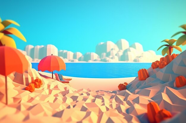 Zdjęcie lowpoly summer beachscape