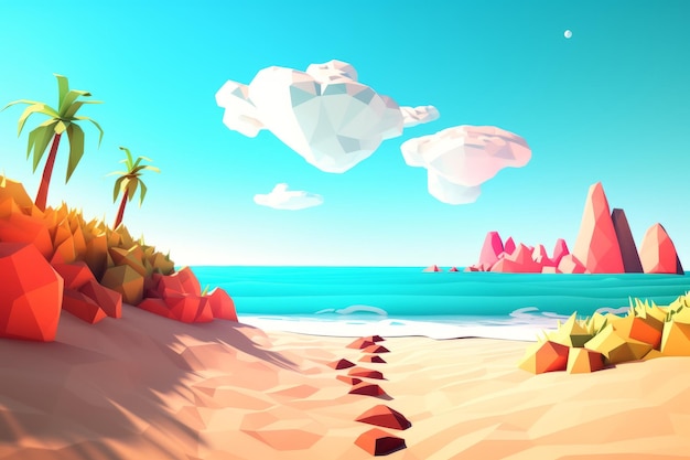 LowPoly Summer Beachscape