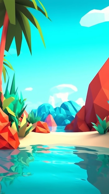 LowPoly Summer Beachscape