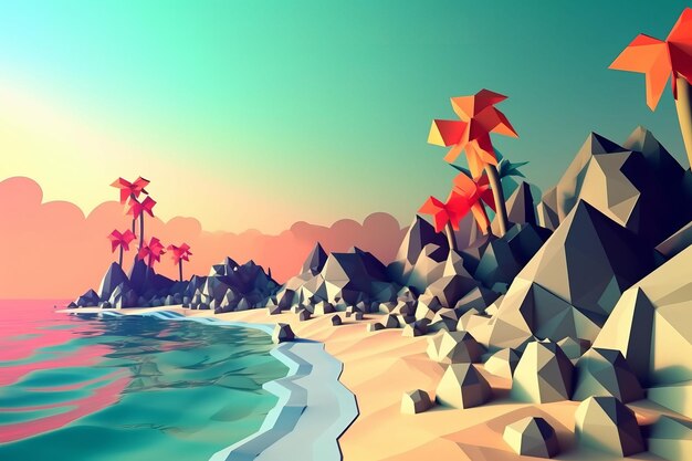 LowPoly Summer Beachscape